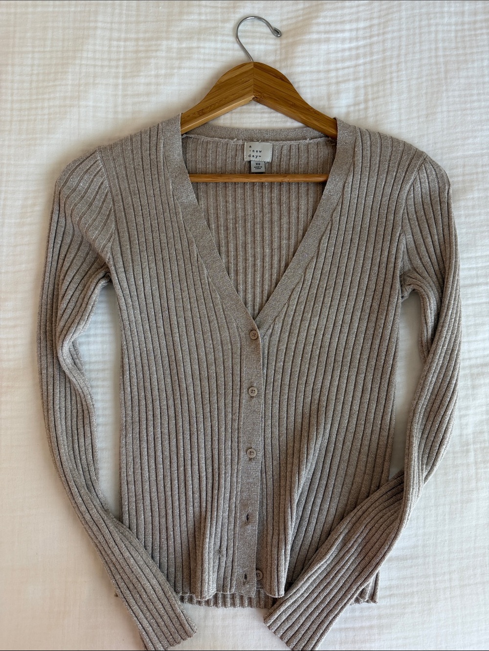 Target Ribbed Button-Front Cardigan - Taupe